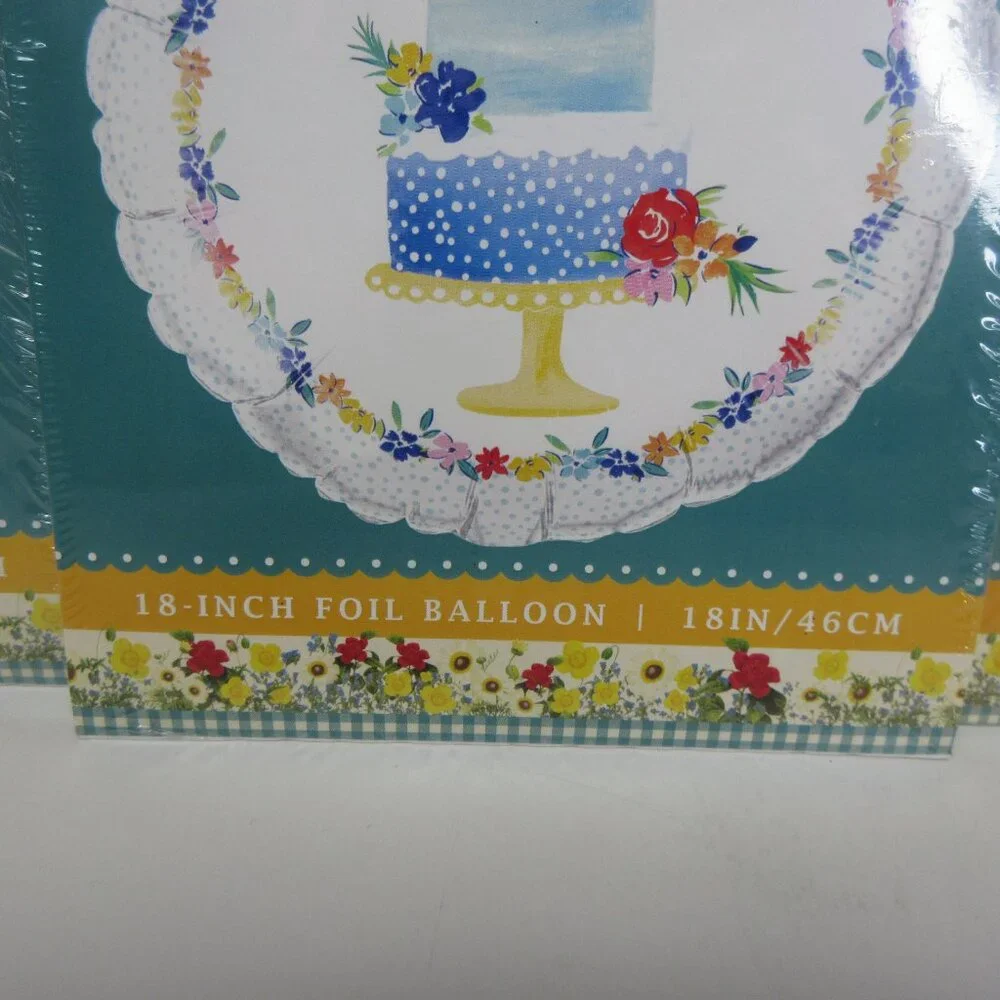 Lot of 4 Pioneer Woman Foil Balloon Happy Birthday & Cake Round 18in New